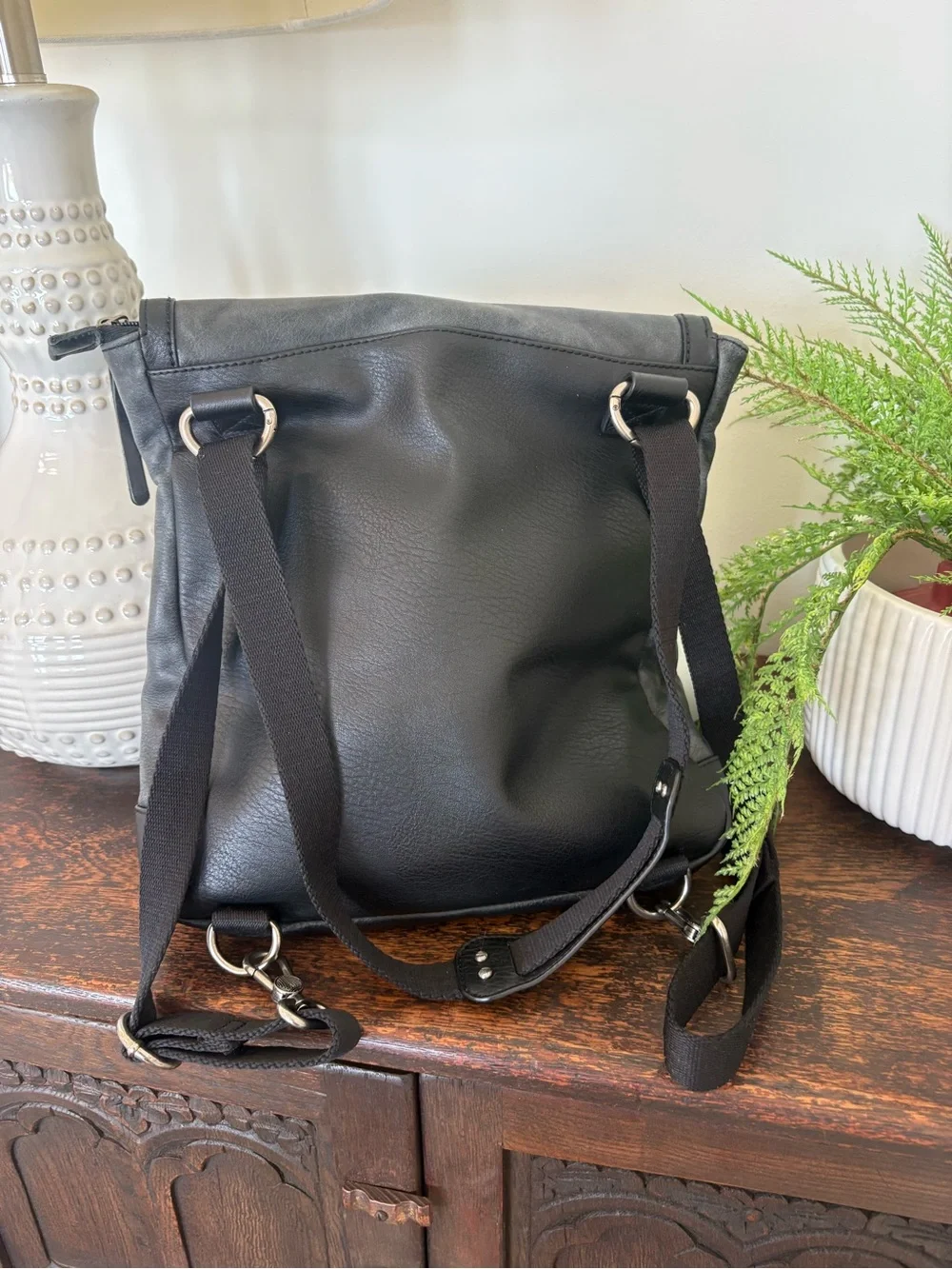 The Sak Ventura Convertible Leather Crossbody Backback Black